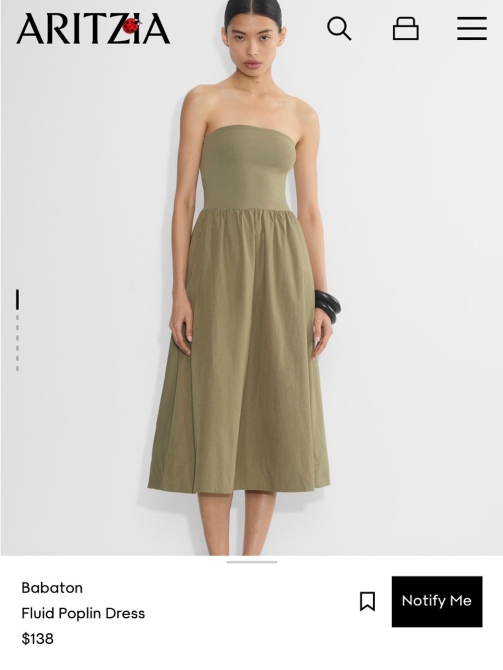 Aritzia Babaton Fluid Dress - sundried olive - Picture 2 of 8
